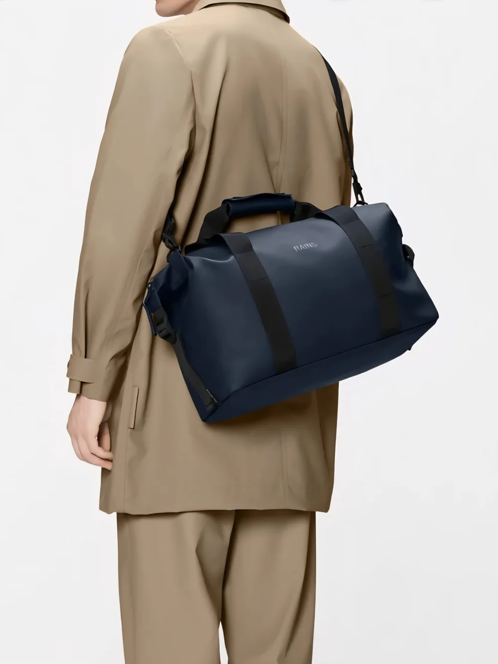 Rains Navy W3 Small Duffel Bag with Black Straps